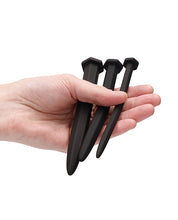 Load image into Gallery viewer, Silicone Rugged Nail Plug Set Urethral Sounding Black
