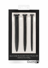 Silicone Rugged Nail Plug Set Urethral Sounding Black