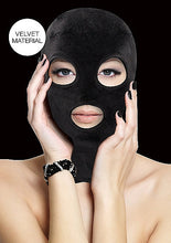 Load image into Gallery viewer, Velvet &amp; Velcro Mask W/ Mouth &amp; Eye Opening Black
