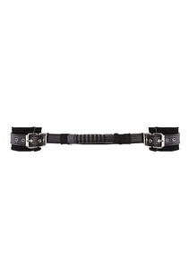 B&w Bonded Leather Hand Cuffs W/ Handle & Adjustable Straps