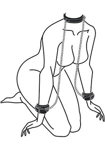 B&w Collar W/ Handcuffs Straps & Chain