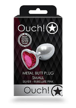 Load image into Gallery viewer, Heart Gem Butt Plug Small Silver Rubellite Pink
