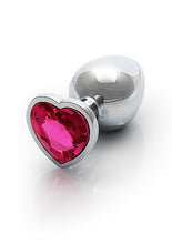 Load image into Gallery viewer, Heart Gem Butt Plug Medium Silver Rubellite Pink

