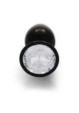 Load image into Gallery viewer, Round Gem Butt Plug Small Gunmetal Diamond
