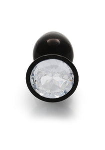Round Gem Butt Plug Small Gunmetal Diamond