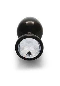 Round Gem Butt Plug Medium Gunmetal Diamond
