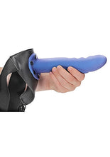 Load image into Gallery viewer, Ouch! Textured Curved Hollow Strap-on 8in Metallic Blue

