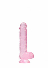Realrock 6in Realistic Dildo W/ Balls Clear Pink