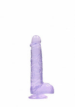 Load image into Gallery viewer, Realrock 6in Realistic Dildo W/ Balls Clear Purple
