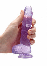 Load image into Gallery viewer, Realrock 6in Realistic Dildo W/ Balls Clear Purple
