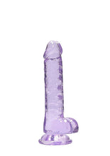 Load image into Gallery viewer, Realrock 7in Realistic Dildo W/ Balls Clear Purple
