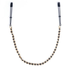 Black Tweezer Nipple Clamps W/ Beaded Chain