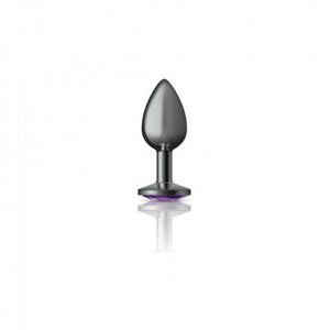 Cheeky Charms Round Purple Small Gunmetal Butt Plug