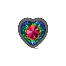 Load image into Gallery viewer, Cheeky Charms Heart Rainbow Large Gunmetal Butt Plug
