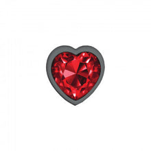 Load image into Gallery viewer, Cheeky Charms Heart Deep Red Small Gunmetal Butt Plug
