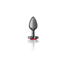 Load image into Gallery viewer, Cheeky Charms Heart Deep Red Small Gunmetal Butt Plug
