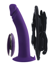 Load image into Gallery viewer, Vedo Diki Vibrating Dildo W/ Harness Deep Purple
