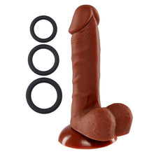 Load image into Gallery viewer, Pro Sensual Premium Silicone Dong W/ 3 C Rings Brown 6 &quot;
