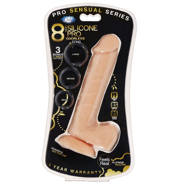 Pro Sensual Premium Silicone Dong W/ 3 C Rings Light 8 
