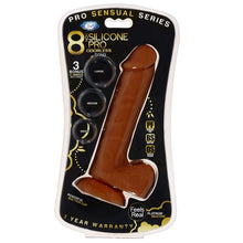 Load image into Gallery viewer, Pro Sensual Premium Silicone Dong W/ 3 C Rings Brown 8 &quot;
