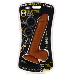 Pro Sensual Premium Silicone Dong W/ 3 C Rings Brown 8 