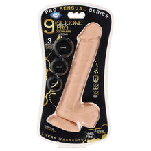 Load image into Gallery viewer, Pro Sensual Premium Silicone Dong W/ 3 C Rings Light 9 &quot;
