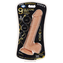 Load image into Gallery viewer, Pro Sensual Premium Silicone Dong W/ 3 C Rings Tan 9 &quot;
