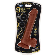 Load image into Gallery viewer, Pro Sensual Premium Silicone Dong W/ 3 C Rings Brown 9 &quot;
