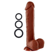 Load image into Gallery viewer, Pro Sensual Premium Silicone Dong W/ 3 C Rings Brown 9 &quot;
