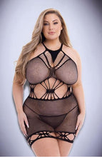 Load image into Gallery viewer, Diamonte Net Mini Dress Black Q/s
