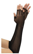 Load image into Gallery viewer, Fingerless Fishnet Opera Glove Black
