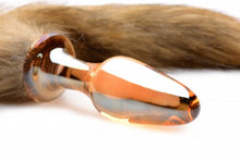 Load image into Gallery viewer, Frisky Orange Glass Butt Plug W/fox Tail
