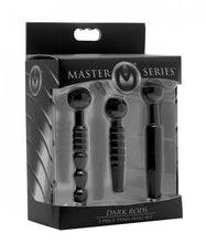 Load image into Gallery viewer, Master Series Dark Rods 3 Piece Penis Plug Set Silicone

