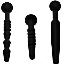 Load image into Gallery viewer, Master Series Dark Rods 3 Piece Penis Plug Set Silicone
