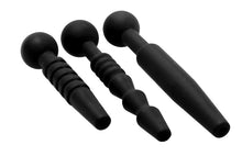 Load image into Gallery viewer, Master Series Dark Rods 3 Piece Penis Plug Set Silicone
