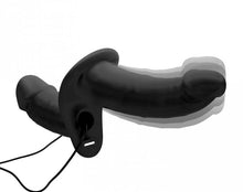 Load image into Gallery viewer, Strap U Power Pegger Silicone Vibrating Double Pleasure Dildo With Harness Black

