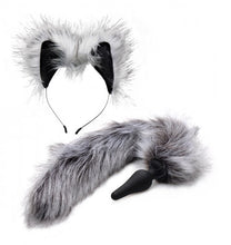 Load image into Gallery viewer, Tailz Grey Wolf Tail &amp; Ears Set
