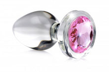Load image into Gallery viewer, Booty Sparks Pink Gem Glass Anal Plug Small
