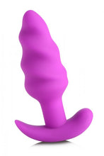 Load image into Gallery viewer, Bang! 21x Vibrating Silicone Swirl Butt Plug W/ Remote Purple
