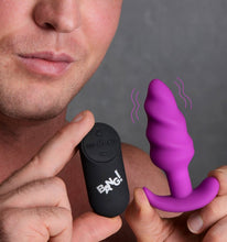 Load image into Gallery viewer, Bang! 21x Vibrating Silicone Swirl Butt Plug W/ Remote Purple
