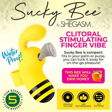 Load image into Gallery viewer, Shegasm Sucky Bee Clit Stim Finger Vibe
