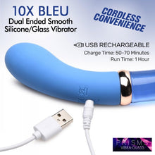Load image into Gallery viewer, Prisms Vibra-glass 10x Bleu Dual Ended Glass G Spot Vibe
