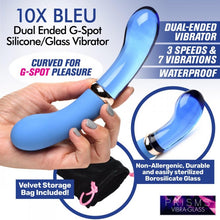 Load image into Gallery viewer, Prisms Vibra-glass 10x Bleu Dual Ended Glass G Spot Vibe
