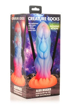 Load image into Gallery viewer, Creature Cocks Alien Invader Glow In The Dark Dildo
