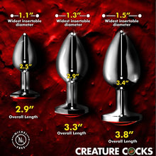 Load image into Gallery viewer, Creature Cock Sinister Eye Metal Butt Plug Set
